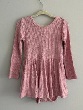 Play by Little Sleepies Bamboo Pink Heather Ribbed Skater Bodysuit Dress 18-24M